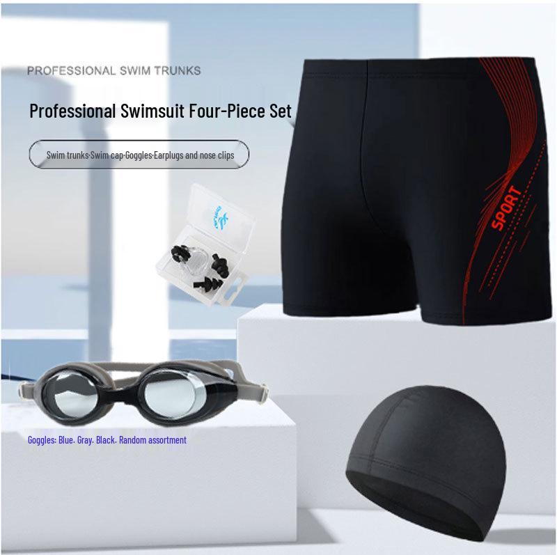 Maillots de bain pour hommes: Bonnet de bain, lunettes de natation et short de bain élégants - Série de maillots de bain décontractés assortis à la mode
