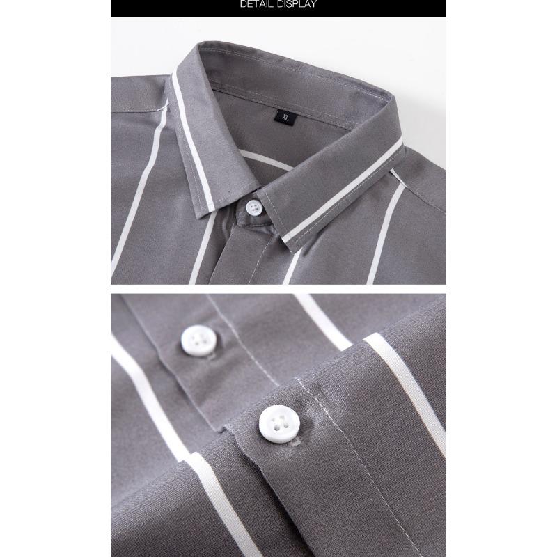 Men Striped Long Sleeve Casual Slim Fit Fashion Business Shirt