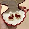 Vintage Horse Motif Earrings Women Sterling Needle With Gold Plating New Chinese Style Pearl Studs