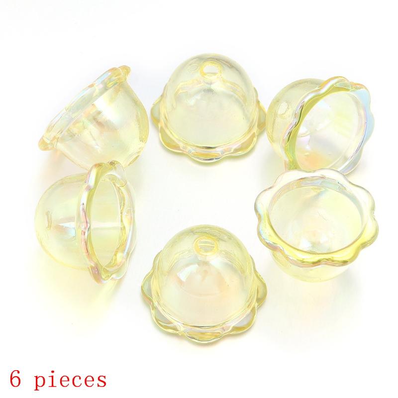

6/24Pcs Handmade Ornaments Transparent Wind Bell Acrylic Beads Colorful Jellyfish Loose Beads For Diy Keychain Hanging Jewelry A2