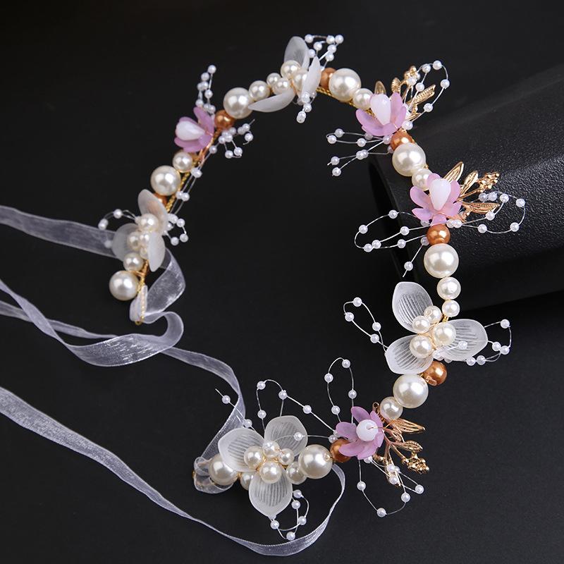 Goldenes Blatt Stirnband, Blumengirlande, Perlenstirnband