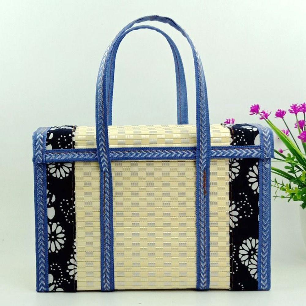 

Rectangular Hand-Woven Basket Large Capacity Sundries Snacks Basket Gifts Packaging Basket Outdoor Style B