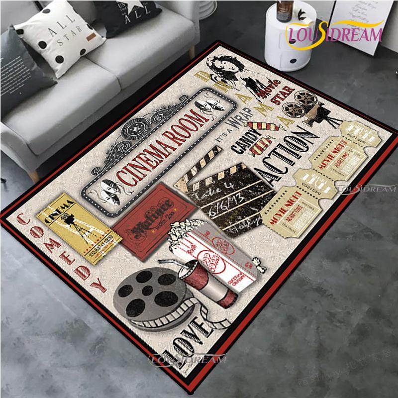 Movie Night Clapboard Area Rug Home Theater Film Art Rugs Cinema Carpet Non-Slip Home Decoration for Bedroom Living Playing Room