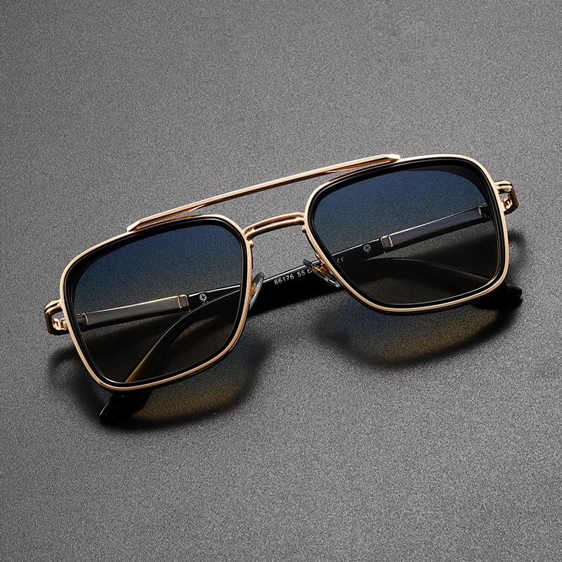 KLASSNUM Vintage Square Sunglasses for Man Fashion Brand Luxury Design Metal Frame Sun Glasses Men Sun Shade UV400 Sunglass