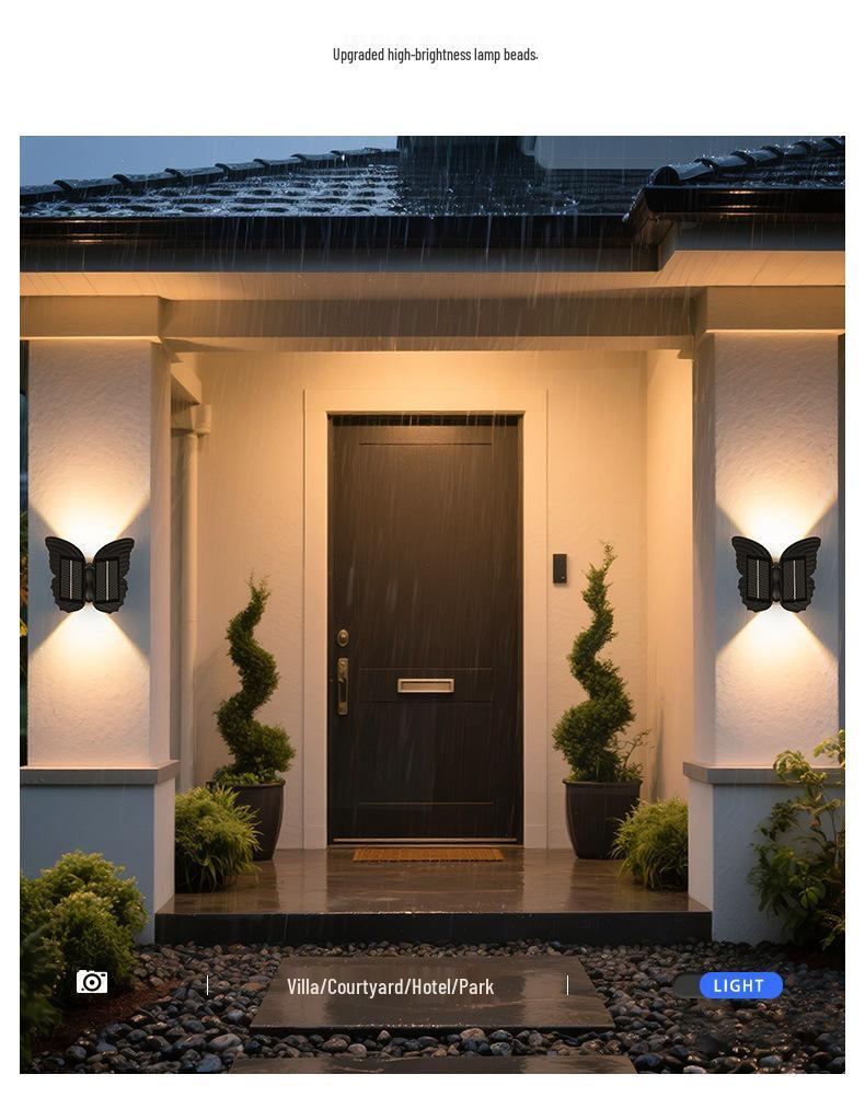 Butterfly Solar LED Wall Lamp: Waterproof Outdoor Garden and Villa Landscape Light