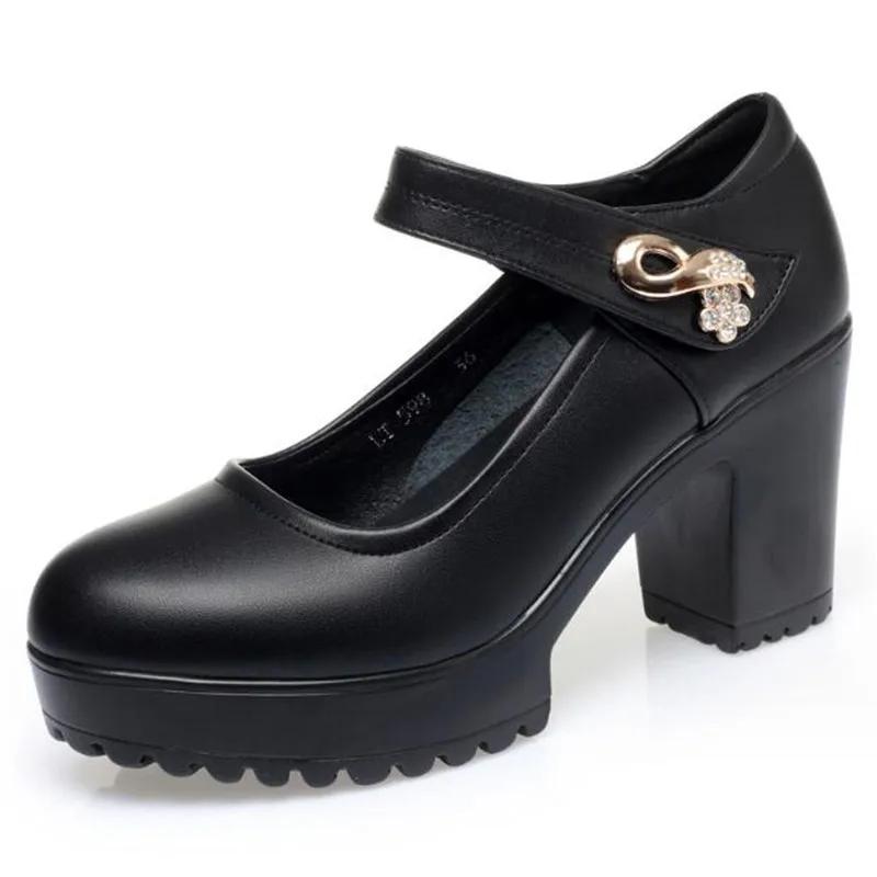 Fashion Women Platform Pumps Shoes Women Shoe 2025 Shallow Mouth High Heels Women's Comfortable Round Head Thick Heeled Black Work Shoes