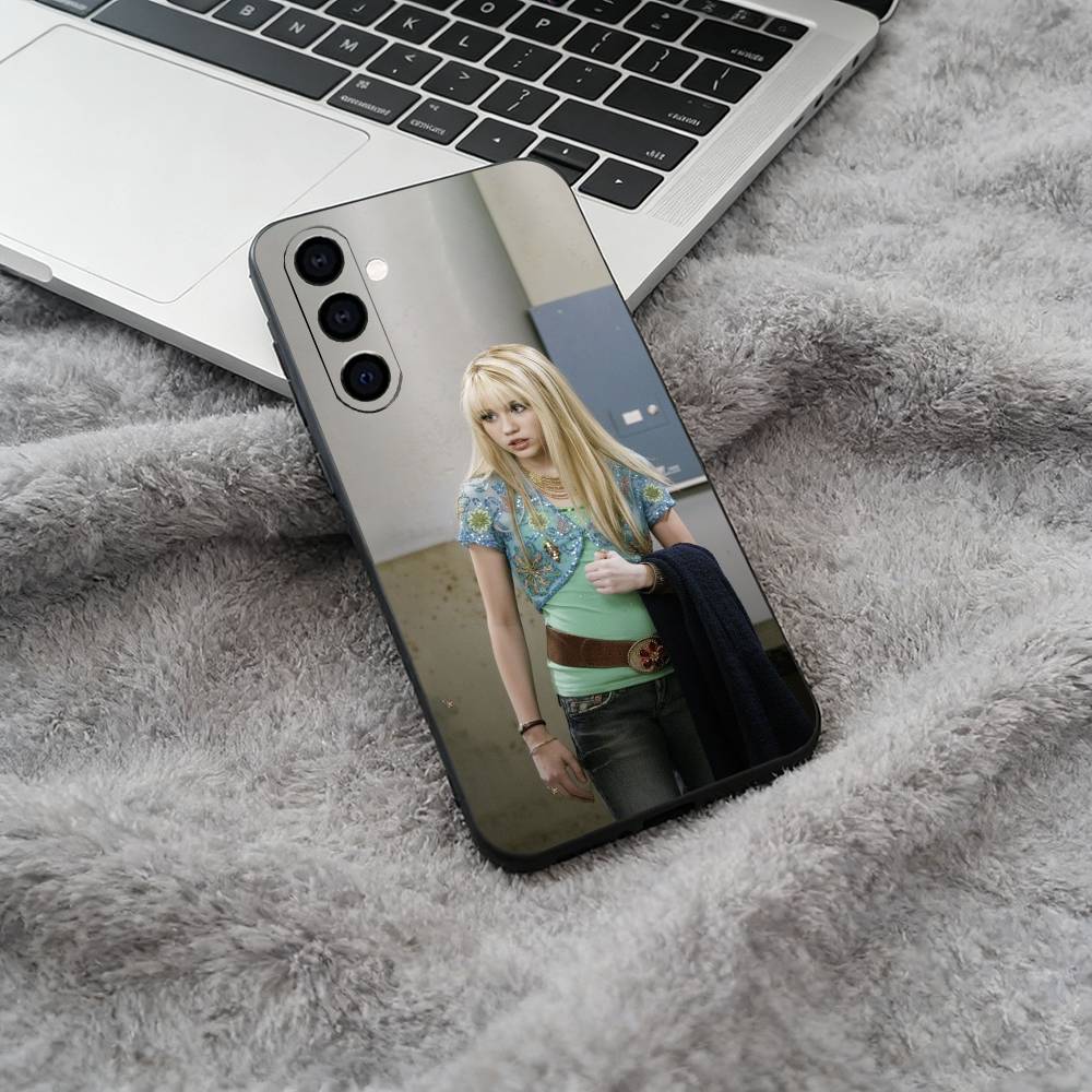 H-Hannah-M- Montana Carcasă moale din silicon pentru telefon Samsung Galaxy A73/A71/A72/A70/A53/A52/A51 - Negru
