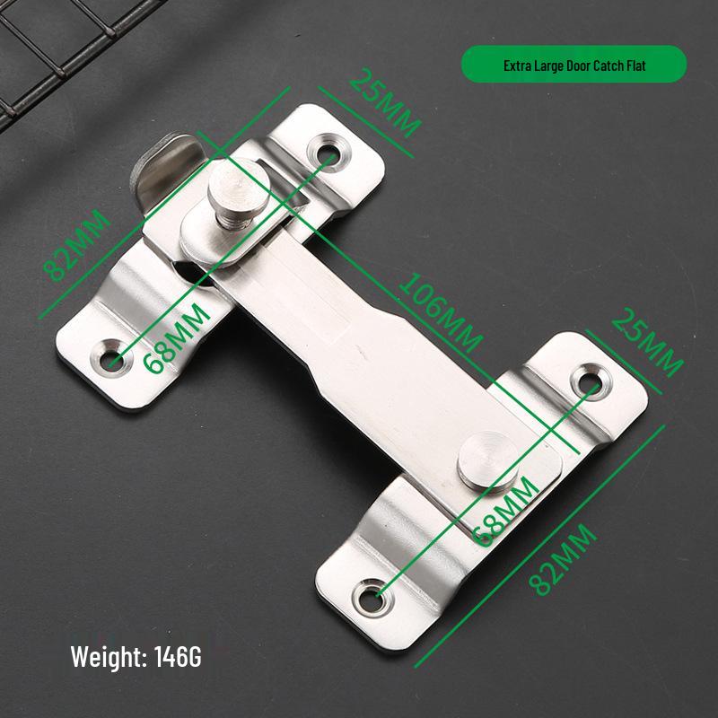 Extra Large Stainless Steel Sliding Door Lock with Right Angle Clasp for Bathroom