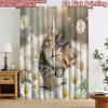 2D Flat Printing 2pcs Curtain Scene Curtain Sleeping Kitten with Daisies Digital Printed Polyester Drapes Seasonal Party &