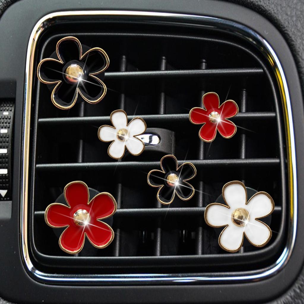 6Pcs/Set Car Outlet Vent Perfume Clips Freshener Air Conditioning Aromatherapy Small Daisy Interior Decoration Supplies Gifts