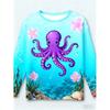 4-15 Years Old Comfortable Polyester Boys Girls Children Long Sleeve T-Shirt Sea Animal Fish 3D Printed T Shirt Kids Clothing