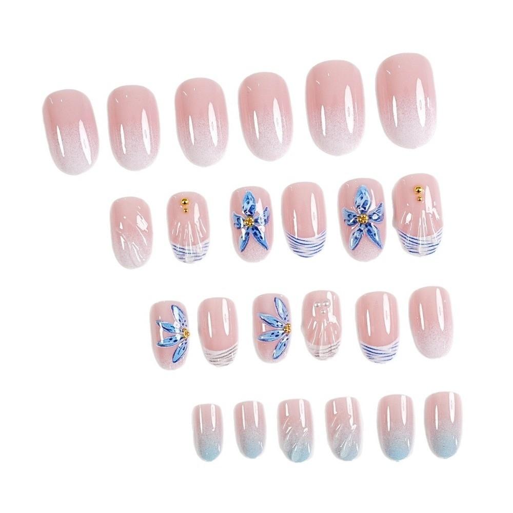 24Pcs 3D Gel False Nail Full Cover Fake Nail Tips French Press on Nails  Women