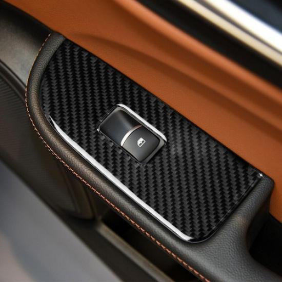 4Pcs Carbon Fiber Interior Window Control Cover Trim For Alfa Romeo Giulia