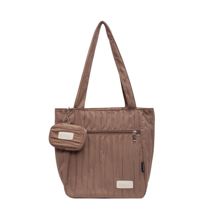 Large Capacity Tote Bag Women Commuter Handbag Solid Color Shoulder Bag
