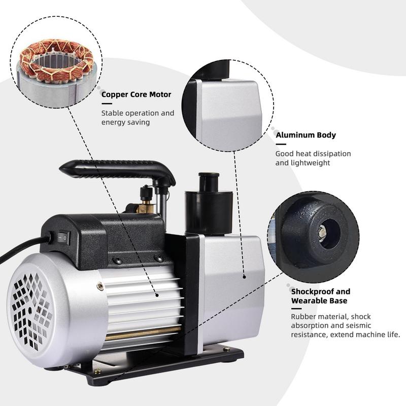 Black 5CFM vacuum pump paper box packaging dual stage rotary vane vacuum pump with high efficiency and low noise