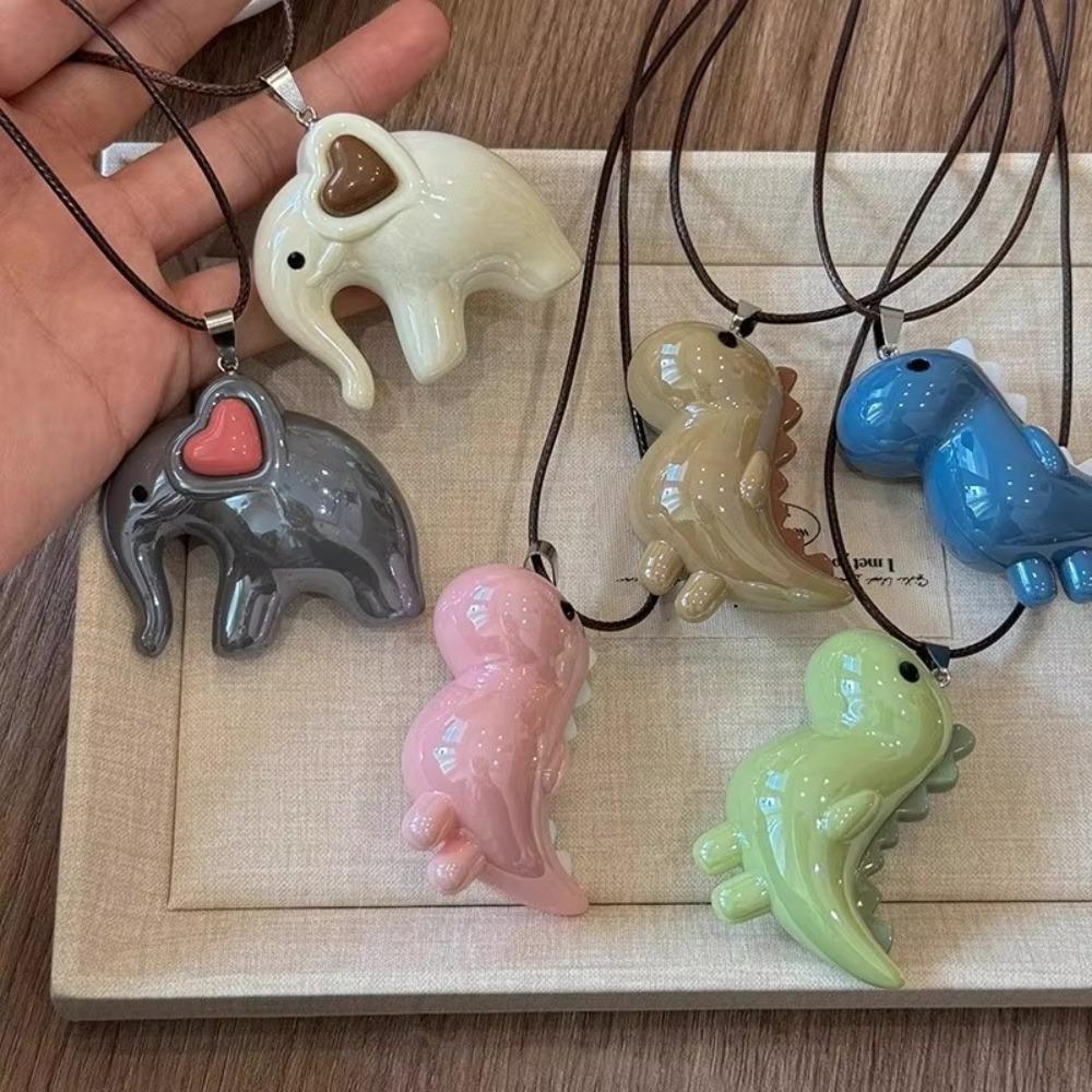 

Vintage Pendant Necklace Elephant Dinosaur Long Sweater Chain Long Rope Chain Necklace Women Men