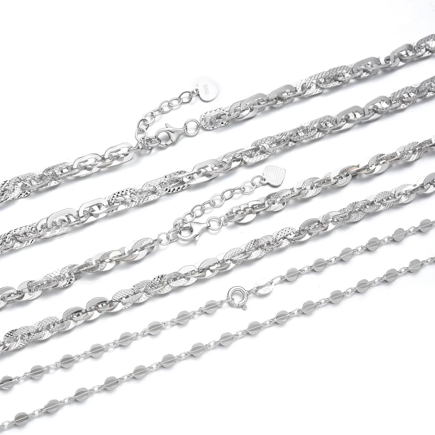 Adjustable 925 Sterling Silver Necklace for Men and Women Fancy Cross Chain With Pearl & Beads Ball Pattern for Gift 18inches(45.72cm) серебряный