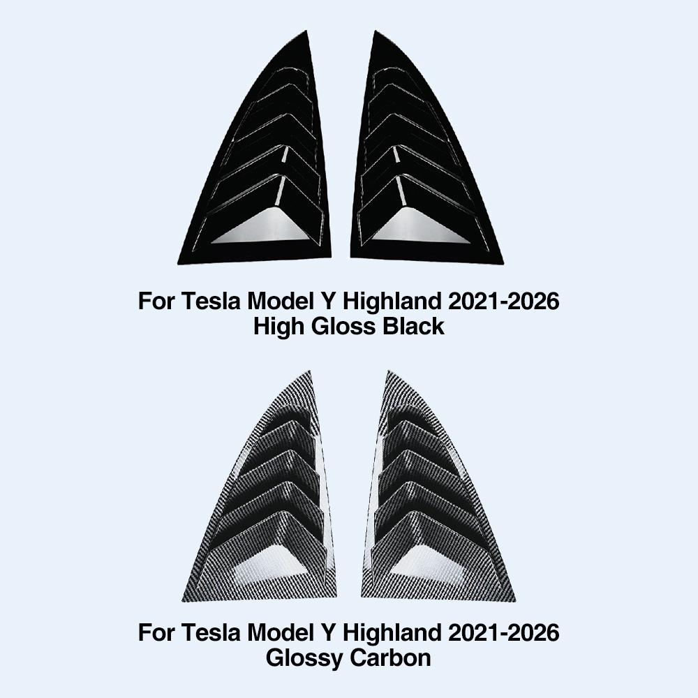 Heenvn For Tesla Model 3/Y Juniper Rear Car Window Shutter Cover ABS Louver Side Vent Trim Anti-Scratch Triangle Accessories