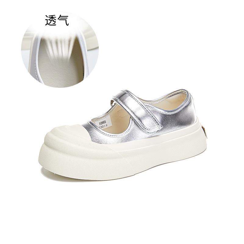 Leather Mary Jane shoes 2025 spring and summer new Velcro women's shoes big head fashion single shoes casual versatile shoes children