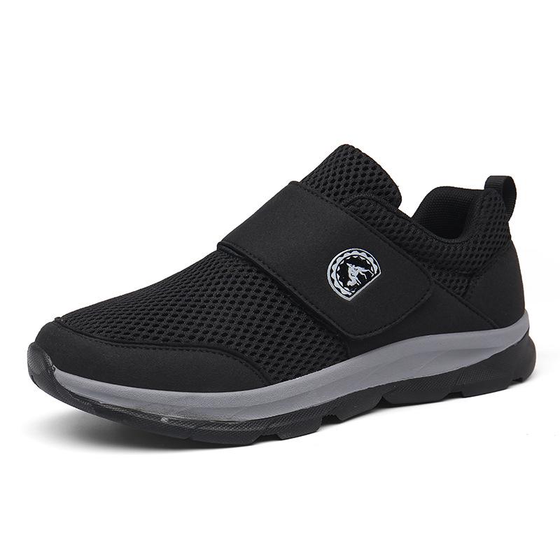 

2025 Breathable Mesh Slip-on Men s Walking Shoes with Magic Strap - Soft Sole, Perfect for Spring and Summer 40 чёрный