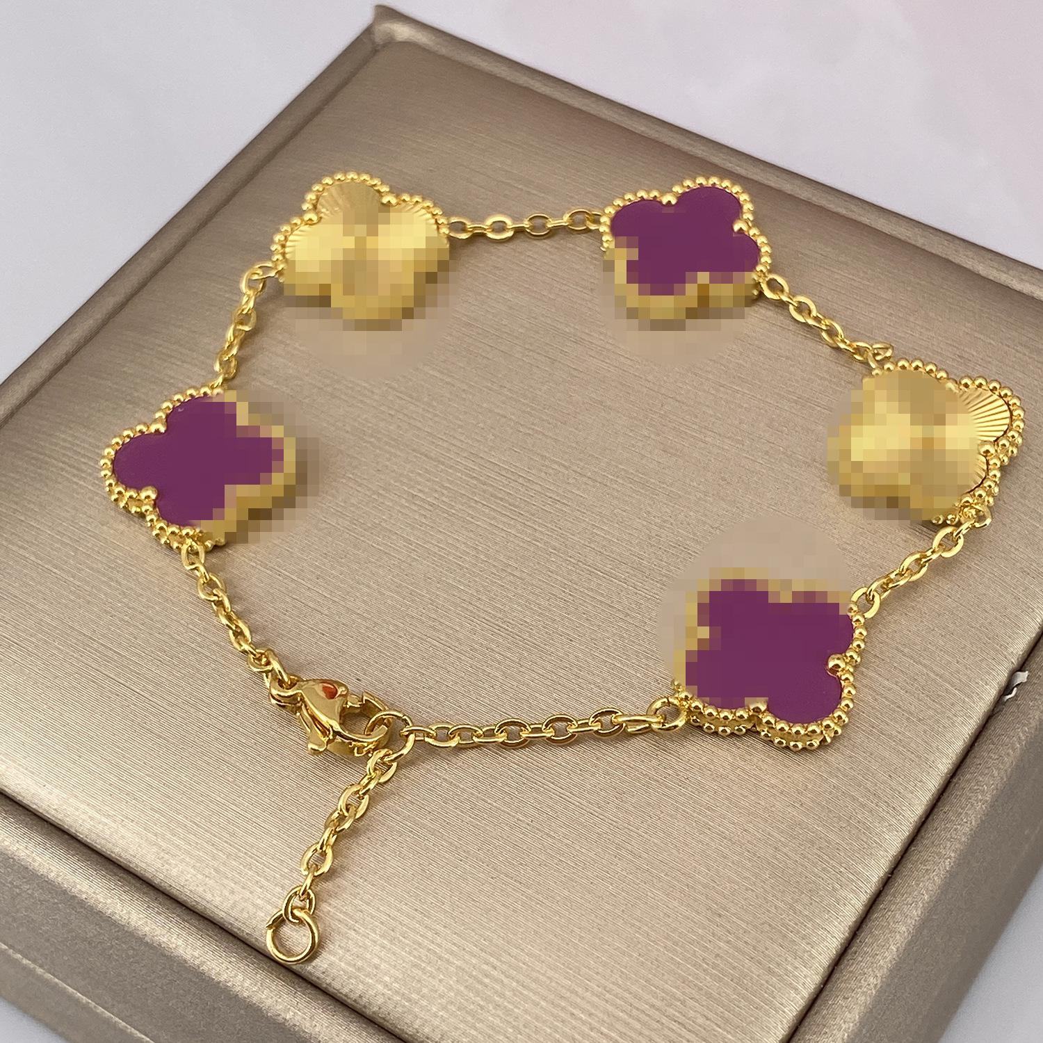 

Браслет 15 мм Пять цветов Лазерный браслет 18К Браслет Четырехлистный клевер Женский браслет