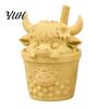 Helande Djurstaty Set 2st Söt HöglandsKo Figur, 3D-printade Bubble Tea Statyer, Kreativ Hartsliknande Modell Sommarbondgårdsstil Skrivbords