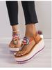 Keilabsatz-Slipper mit dicker Sohle für Damen, Neue Bohemian-Stil Clip-on Elastische Flip-Flops