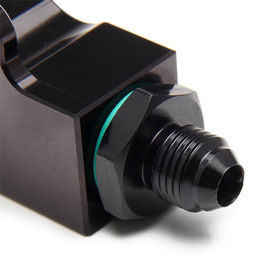 Black Billet Aluminum Inline 6 AN AN6 Fuel Filter 1/8 NPT Pressure Gauge Port