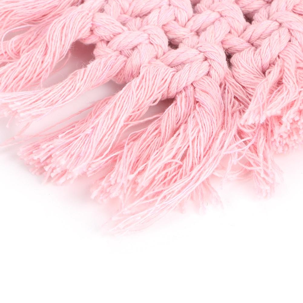Household Kitchen Cotton Coffee Cup Coaster with Tassel Heat Insulated Pad Placemat Decoration(Pink Heart Shaped)