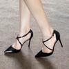 Fashion 2025 New Sexy Pointed High Heel Sandals Hollow Out Buckle Strap Red Sole Women Shoes