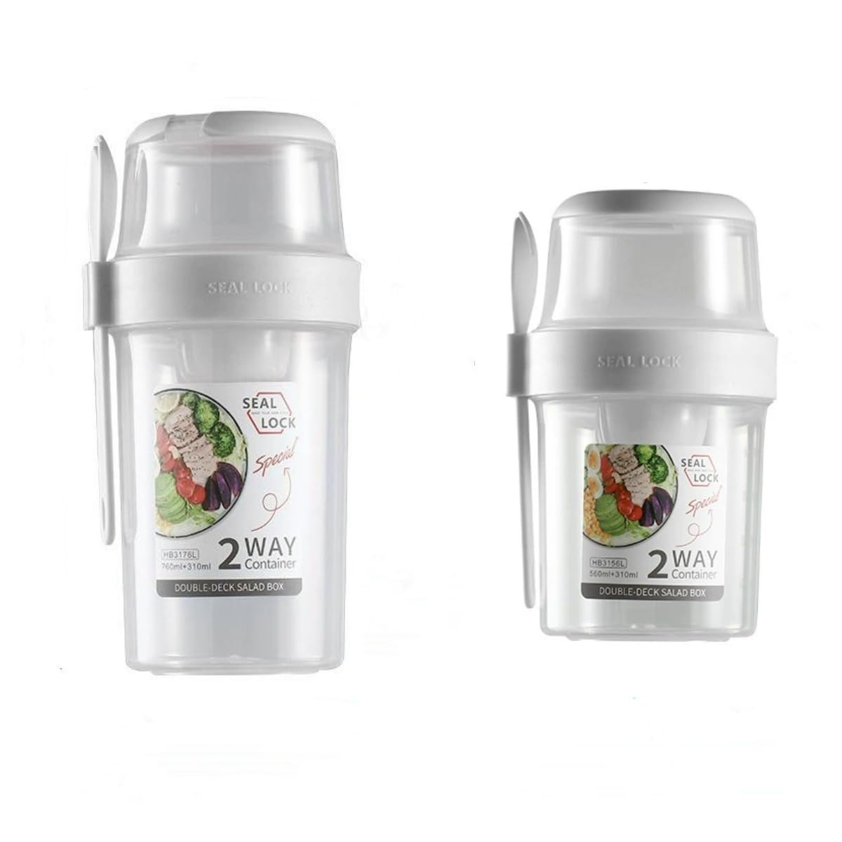 

Lunch Box with Salad Separate Salad Container with Sauce and Lidded Food for and Office for and Milk Two-Tier Cup, Dressing, Fork, Cup, Container, белый