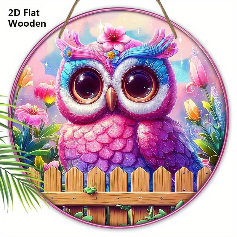 Colorful Wooden Sign with Adorable Owl Pattern Design - Unique Wall Pediments - Ideal for Front Door, Yard, Porch, Room Decor