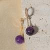 Fashion Three-color Round Imitation Jade Stone Dangle Earrings for Women Cubic Zirconia Jewelry Christmas Party Accessories