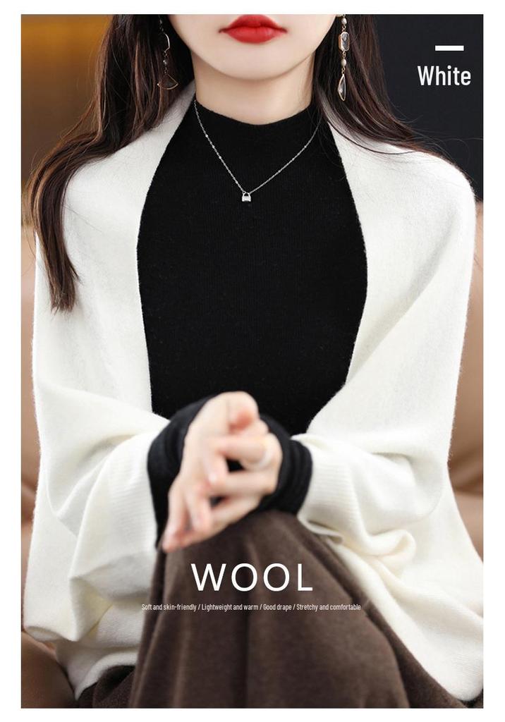 Women's 2023 Wool Batwing Scarf Sweater Cardigan - Loose Knit Autumn/Winter Shawl Style