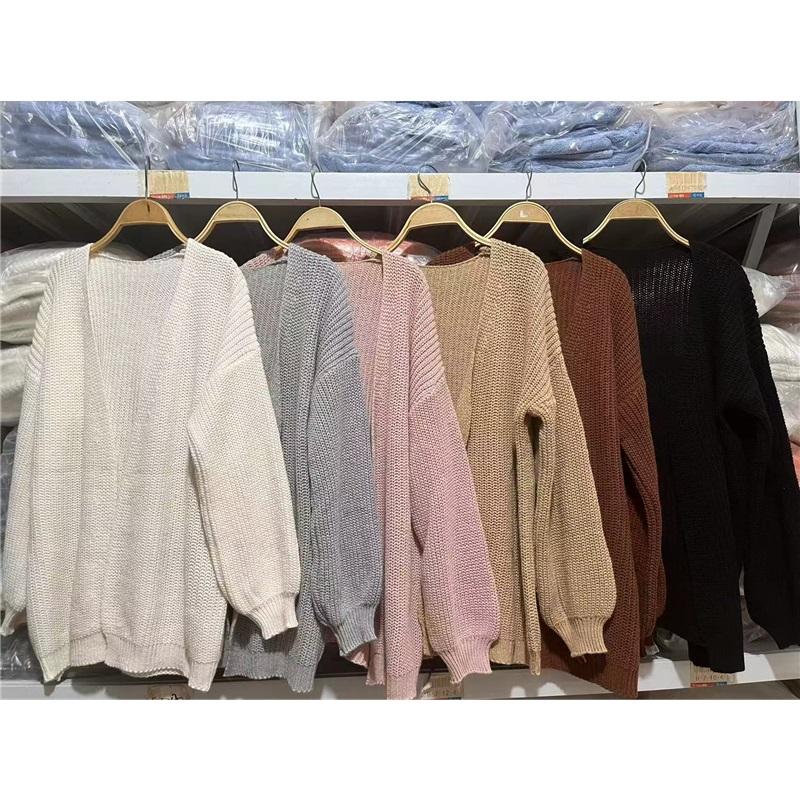 Women's Open Front Knit Cardigan Lantern Sleeve Oversized Sweater Coat