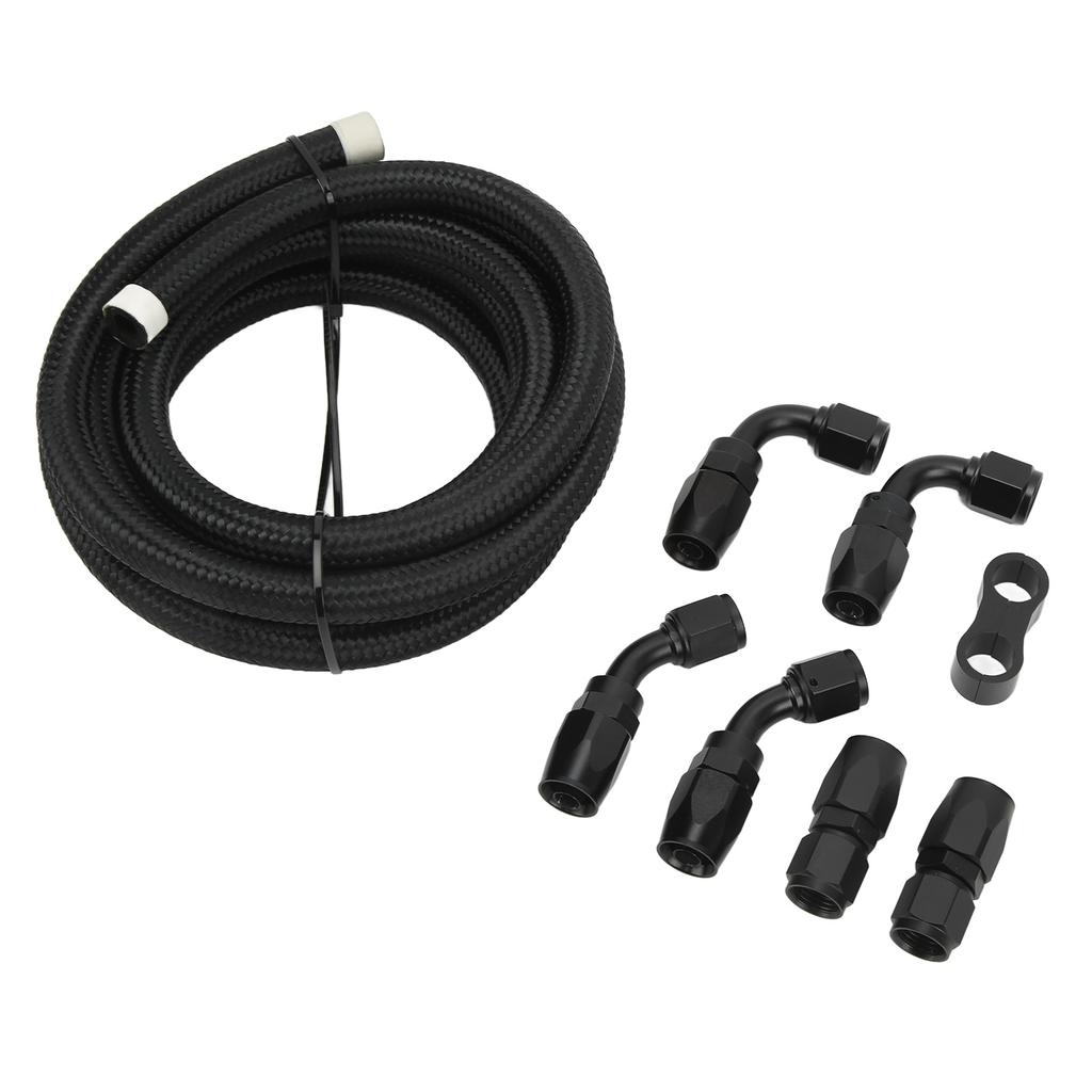 3 Meter Fuel Line Hose Kit AN6 Hose Fitting Adapter Aluminum Nylon Braided for Coolant Diesel Hydraulic Oil