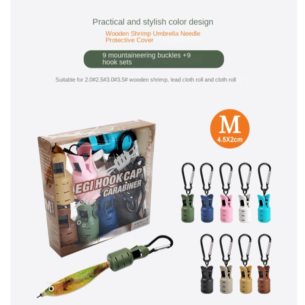 9pcs Kits Universal With Carabiner Squid Jig cover Fishing Tackle Bait Protector Webfoot Octopus Egi Hooks Cover