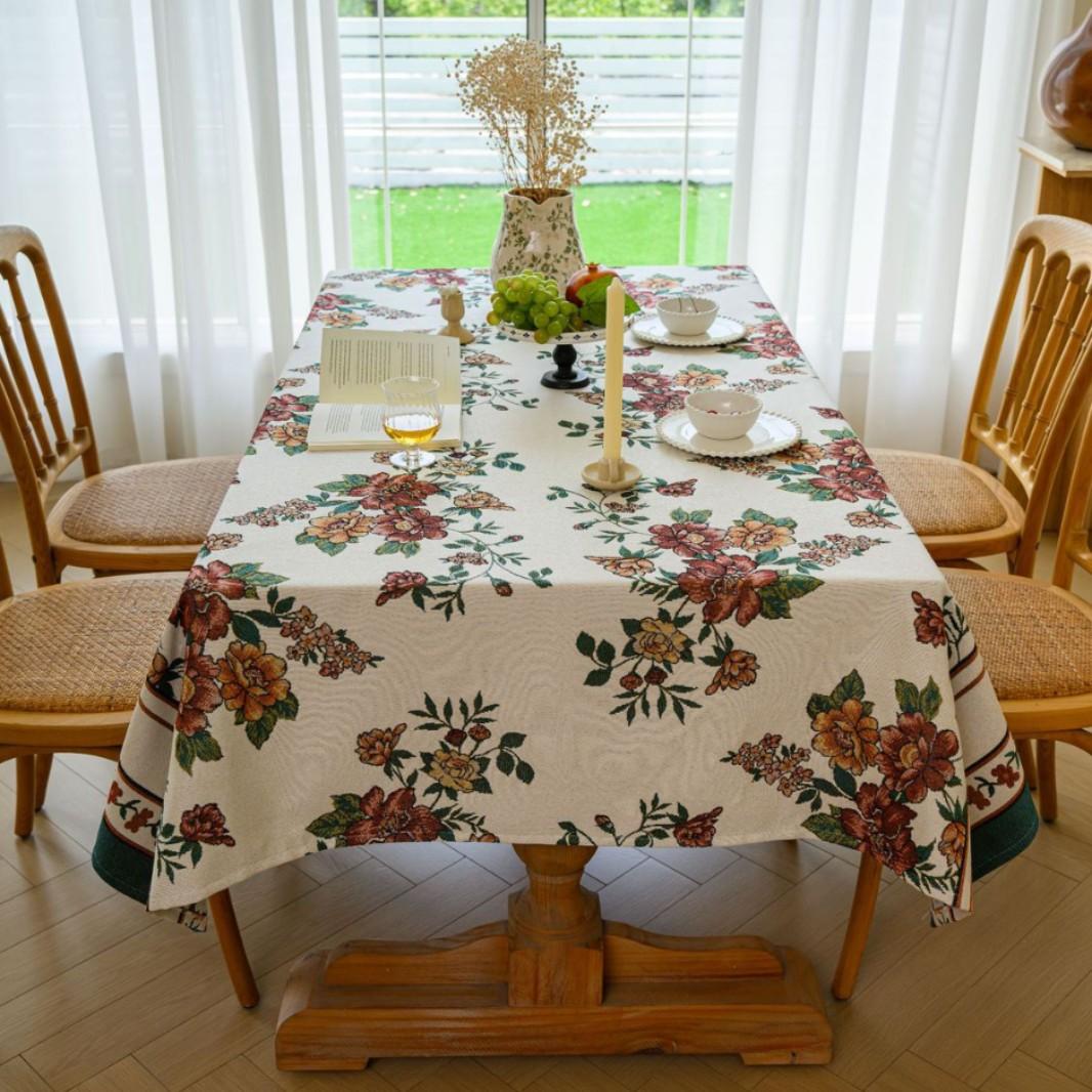 

Прямоугольная скатерть Классическая красная атмосфера Декоративная жаккардовая кружевная скатерть 140-140