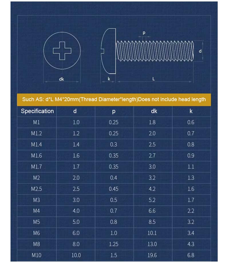 304 Stainless Steel Phillips Round Pan Head Screw Bolt M6 M8 M10 Cross Extension Screw For Furniture Switch Socket Screw
