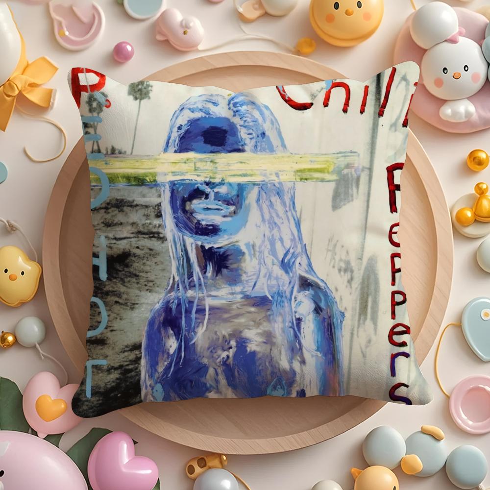 Red Hot Chili P-Peppers Band Cushion Cover Plush Fabric Soft Double-Sided Printed Sofa Pillow Case Colorfast Home Decor Gift