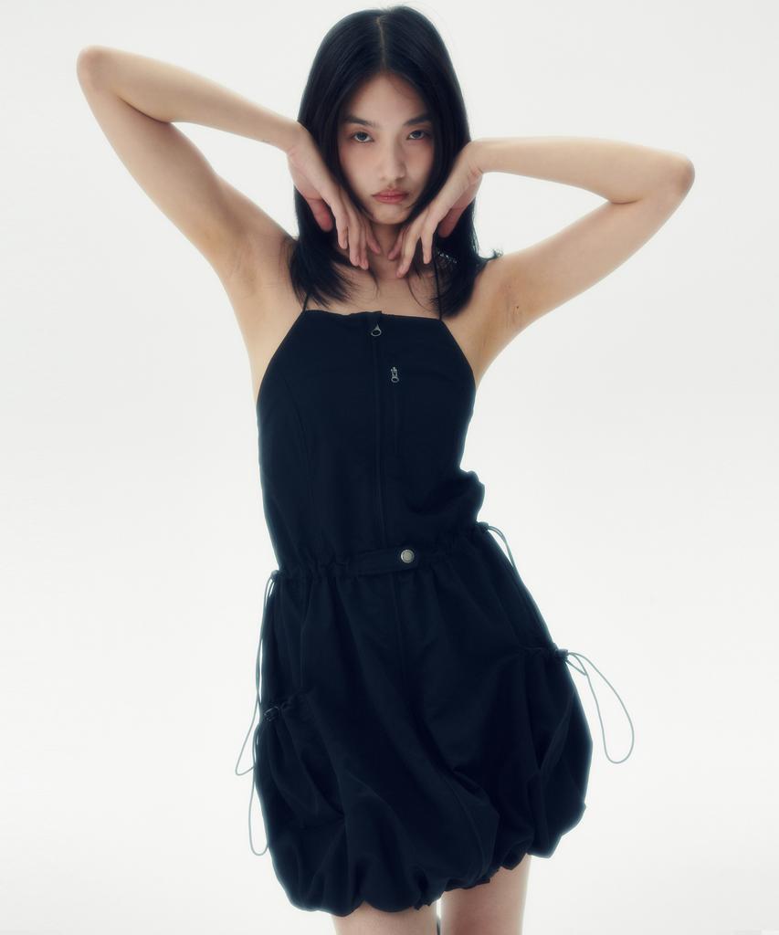 Leoninghai Sleeveless Balloon Mini Dress [Black]