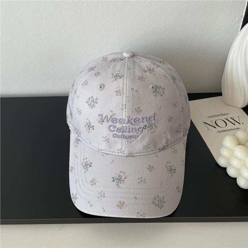 Small Fresh Embroidery Letter Floral Baseball Cap Female Early Spring Cute Age Reducing Sweet Cap