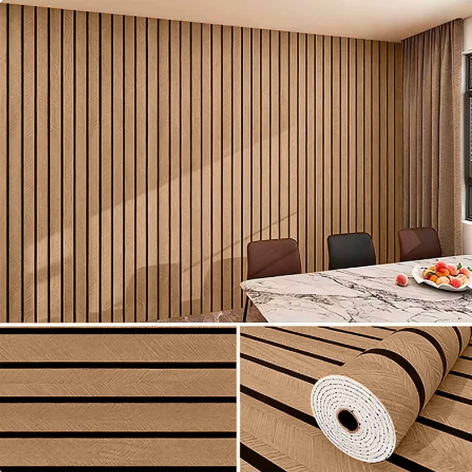 Wood Grain Slat Wall Panel Self
