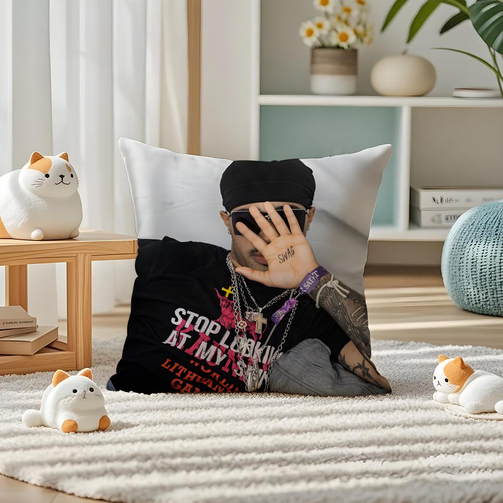 PPlaqueboymax SINGER RAPPER Pillow Case Silky Elegant Comfort Sofa Bed Invisible Zipper 30x30CM(12x12in)