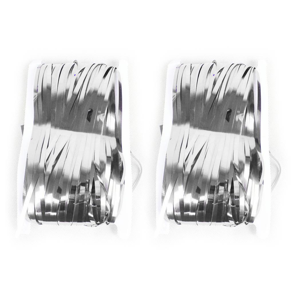 2Pcs Foil Fringes Backdrops Party Decoration 3.28x6.56ft Metallic Tinsel Photo Backdrop Curtains For Wedding Birthday