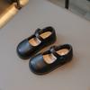 Fashion Little Girls Solid Color British Style Soft Sole Non Slip Leather Shoes