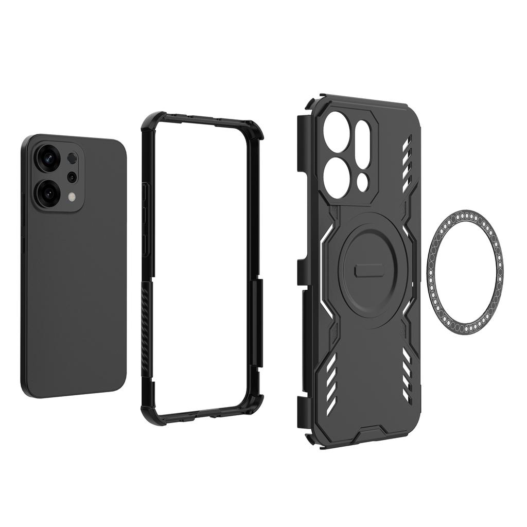 For Oppo Reno14 5G (Global) Magnetic Case Butterfly Armor Hollow Heat Dissipation PC+TPU Phone Cover