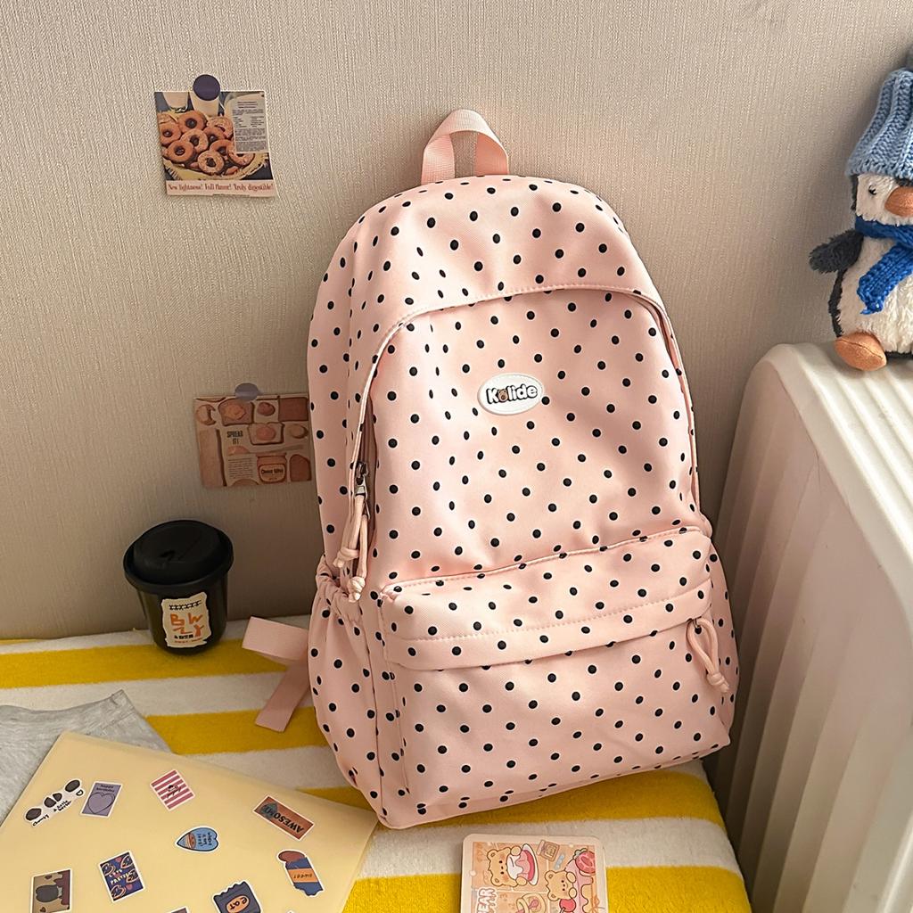 Schoolbag backpack Korean simple polka dots sweet wind early high school students commute light burden student backpack