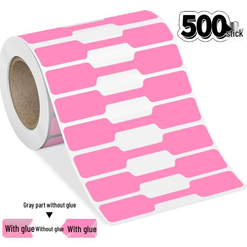 500 Kraft Paper Ring Necklace Price Tag Stickers - Self-Adhesive, Hand-Written, 1 Roll (500 Sheets)