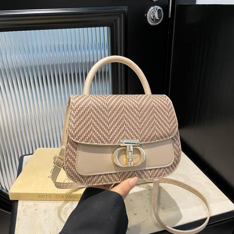 Summer Must-Have Crossbody Bag - Color Block Lock Clasp Mini Purse, Mix-Material Sling Bag for Streetwear & Travel